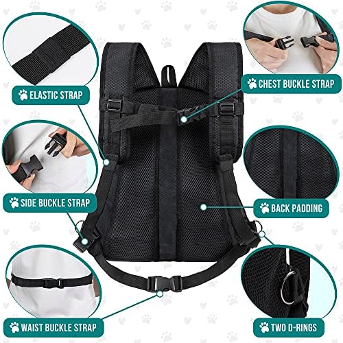 PetAmi Adjustable Dog & Cat Chest Carrier Backpack, Ventilated for Hiking, Camping & Travel, Max 10 lbs, Black