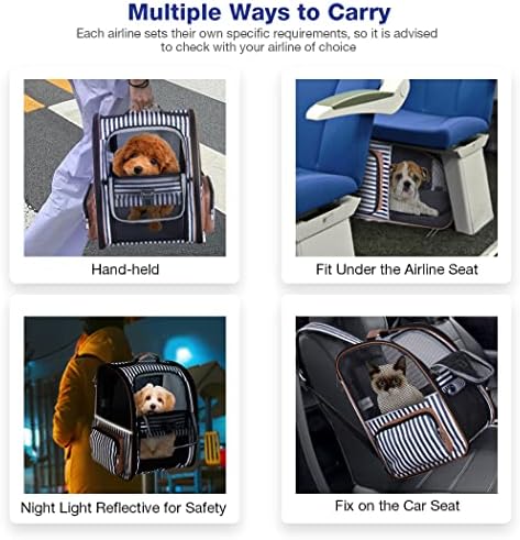 Extra Large Cat Backpack Carrier Expandable Pet Carrier Backpack for Small Dogs Medium Cats Fit Up to 18 Lbs, Dog Backpack Carrier, Foldable Puppy Backpack Carrier for Travel, Hiking,Striped
