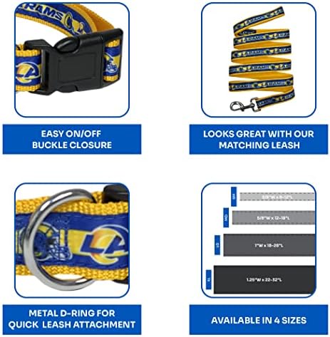 NFL PET Collar Los Angeles Rams Dog Collar, Large Football Team Collar for Dogs & Cats. A Shiny & Colorful Cat Collar & Dog Collar Licensed by The NFL