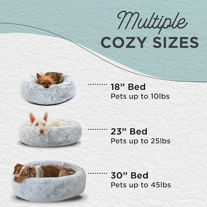 Best Friends by Sheri SnuggleSoft Faux Fur Calming Donut Bed for Dogs, Gray, Medium, 30x30