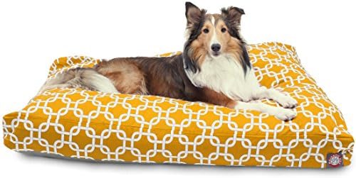 Majestic Pet Rectangular Dog Bed, Large, 44x36x5 in, Washable, Yellow