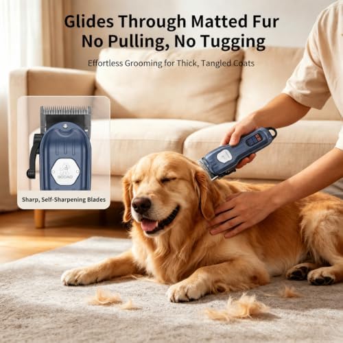 Dog Cordless Grooming Kit Low Noise for Heavy Thick Hair&Coats