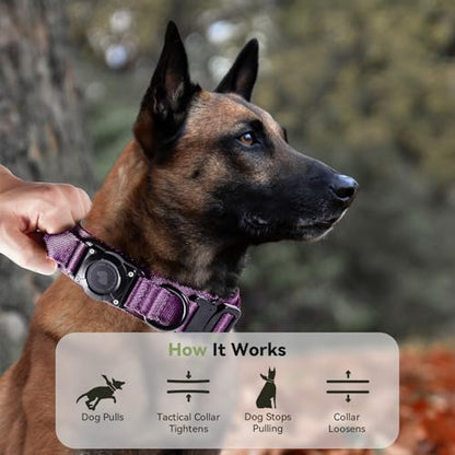 2026 Upgrade Waterproof Tactical AirTag Dog Collar, Built in AirTag Holder