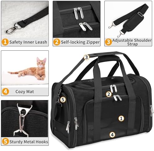 Soft-Sided Cat/Dog/Pet Carrier, Collapsible Pets Travel Carriers