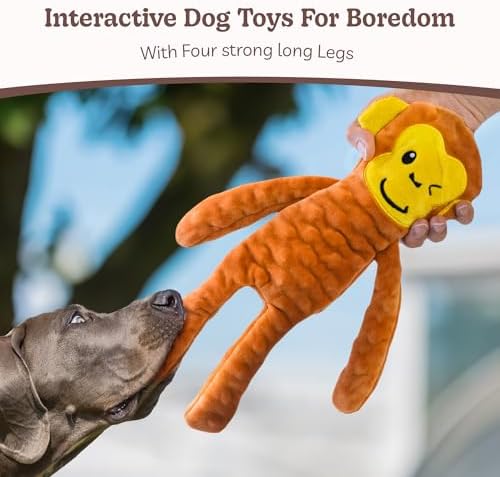 SHARLOVY No Stuffing Dog Toys Squeaky for Large Dogs, Crinkle Puppy Teething Toys to Keep Them Busy, Plush Interactive Doggie Long Lasting Chews for Aggressive Chewers