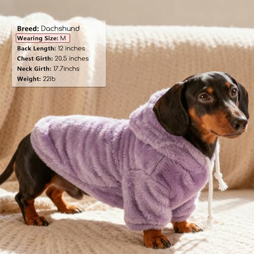 Fuzzy Dog Hoodie Sweater for Large Dogs Warm Winter Dog Clothes with Double-Sided Plush Fleece Soft Stretchy Pet Coats Hooded Sweatshirt for Medium Large Dogs