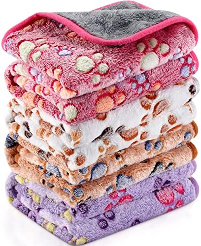 Reginary 4 Pcs Guinea Pig Fleece Cage Liners, Paw Print, 35 x 24 Inch