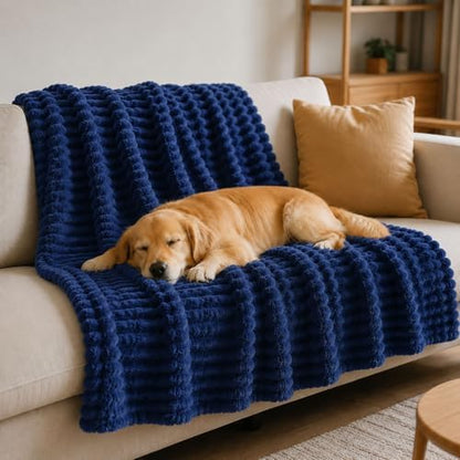 Emotional Support Blanket for Dogs, Yellow Dog Blanket (Dark Blue,39x59in)