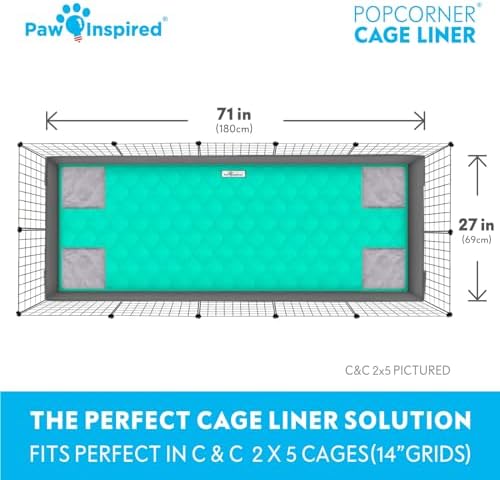 Paw Inspired PopCorner Washable Fleece Cage Liners, C&C 2x5, Green