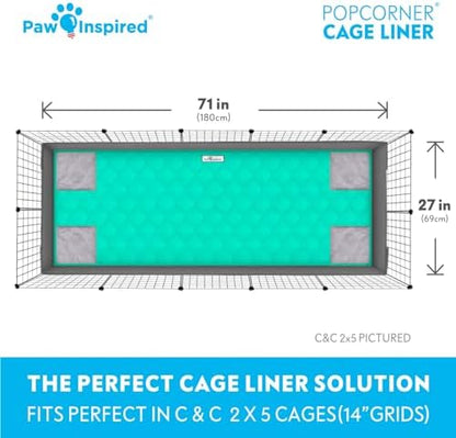 Paw Inspired PopCorner Washable Fleece Cage Liners, C&C 2x5, Green