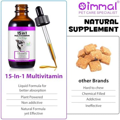 15-in-1 Dog Multivitamin Drops, Liquid Multivitamin Drops for Dogs, 2 oz