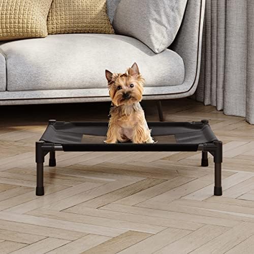 Elevated Dog Bed - 24.5x18.5-Inch Portable Pet Bed with Non-Slip Feet - Indoor/Outdoor Dog Cot or Puppy Bed for Pets up to 25lbs by PETMAKER (Black)