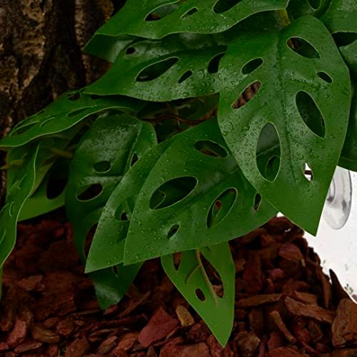 2Pack Fake Monstera Adansonii, Terrarium Plants with Suction Cups