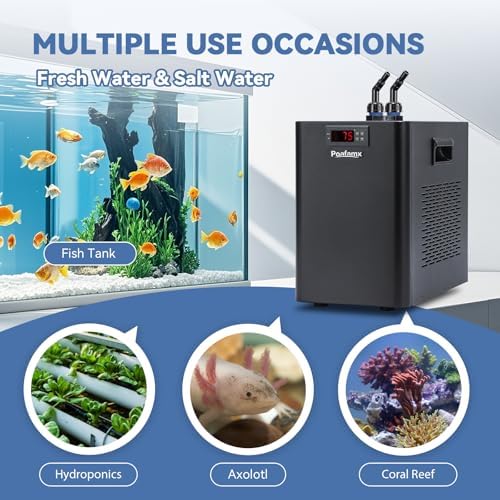 Poafamx 42gal Aquarium Chiller 1/10 HP Ultra Quiet Compressor Water Chiller