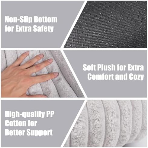 Cat Beds for Indoor Cats, 2 in 1 Cat Cave Bed Kitten Bed for Small Pets, Small Dog Bed with Cover, Pet Bed for Puppy and Kitten with Anti-Slip Bottom-Light Gray-24 inches
