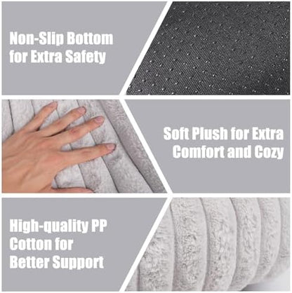 Cat Beds for Indoor Cats, 2 in 1 Cat Cave Bed Kitten Bed for Small Pets, Small Dog Bed with Cover, Pet Bed for Puppy and Kitten with Anti-Slip Bottom-Light Gray-24 inches