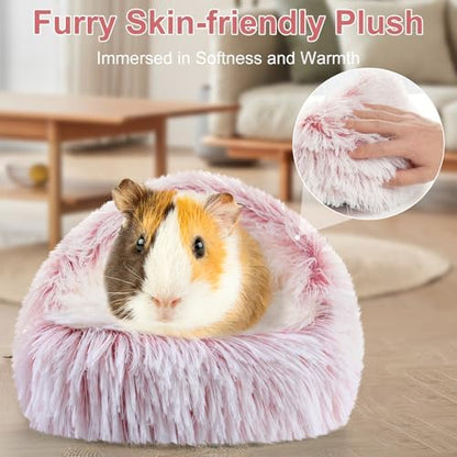 Guinea Pig Hideout, Doughnut Guinea Pig Bed, Bunny Hamster Bed Stuff(Pink)