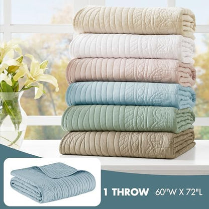 Madison Park Luxe Damask Stitching Throw Blanket, 60"x72"
