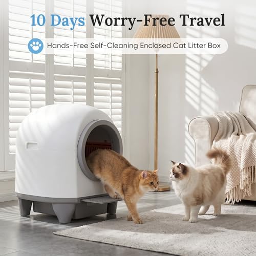Greesum Fully Enclosed Self-Cleaning Cat Litter Box with App Control