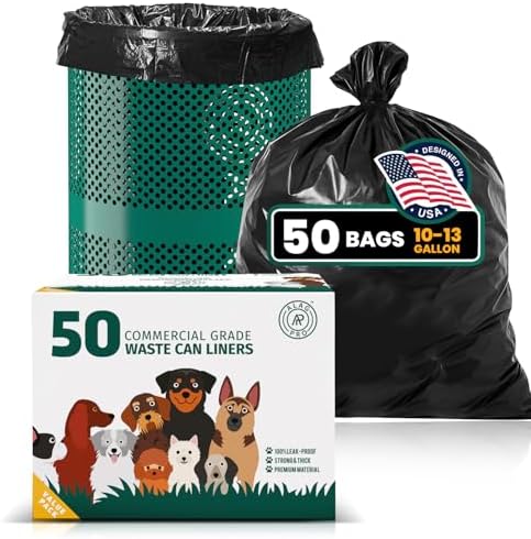 ALAGPRO® 50 Premium Dog Waste Station Can Liners -1 Roll of 50 bags - Standard Size 26" W x 33" L (10-13 gallons) - Heavy Duty Pet Poop Trash Can Bags, 40% Thicker than Competitors Bags (1.1 mil)