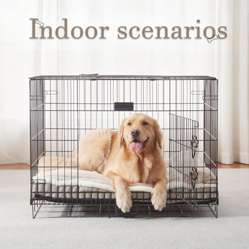 Dog Bed for Large Dogs, Dog Mattress with Pillow for Crate Kennel, Sofa pet Bed, Super Soft pet Bed for Medium, Jumbo, Small Dogs Breeds (Beige, X-Large:(40"x28"x3.5")