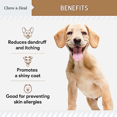 Omega 3 Fish Oil for Dogs, Peanut Butter - 360 Soft Chews for Skin and Coat