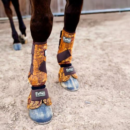 Jeffers Expression Protective Horse Boots, 1 Pair, Large - Safe Neoprene Leg Guards, Durable Strap Closures, Front & Hind Support, Equestrian Accessories for Travel & Riding - Bloomin' Toolin'