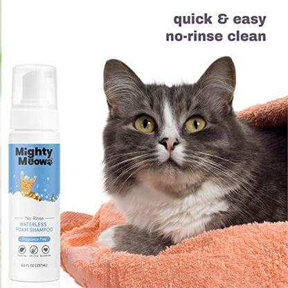 Waterless Foam Shampoo for Cats, Fragrance-Free, 8 fl oz