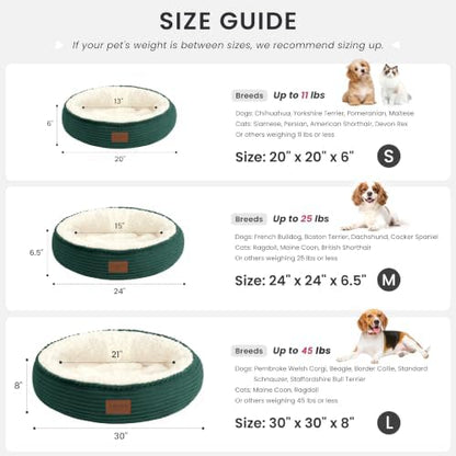 Love's cabin Round Donut Cat and Dog Cushion Bed, 20in Pet Bed for Cats or Small Dogs, Anti-Slip & Water-Resistant Bottom, Super Soft Durable Fabric Pet beds, Washable Luxury Bed Dark Green