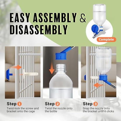Choco Nose No-Drip Small Animal Water Bottle - Leak-Proof Patented Nozzle Helps Prevent Cage Mess & Wet Bedding - Hamster, Hedgehog, Mouse, Glider, Gerbil - BPA Free, Cage Mount, 10.2 fl oz (C125)