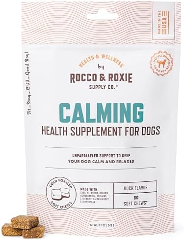Rocco & Roxie Calming Chews for Dogs, Melatonin & Valerian, 60ct