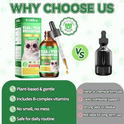 Flea and Tick Prevention for Cats –Cudory Fleas Drops with Multivitamin
