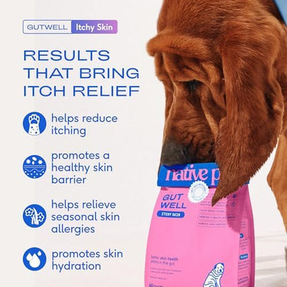 Native Pet Itchy Skin - Dog Itching Skin Relief - Vet-Formulated Gut-Skin Support, Seasonal Allergies, Healthy Skin Barrier - 120 Scoops