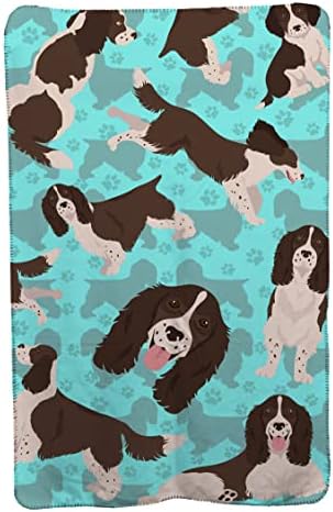 Caroline's Treasures MLM1076TBLT Liver English Springer Spaniel Soft Travel Blanket with Bag Airplane Blanket, Indoor Outdoor Camping Blanket for Traveling, Picnics, Beach Trips, Concerts