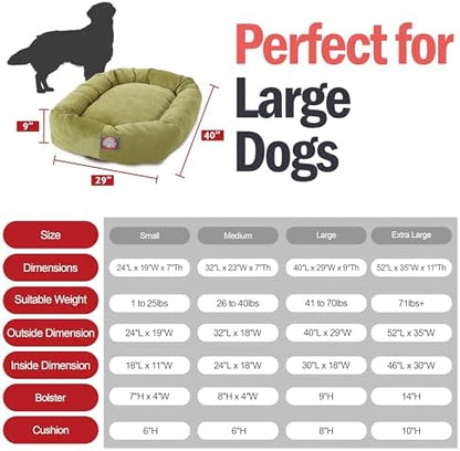 Majestic Pet Micro Velvet Dog Bed, 40 Inch Large, Round, Washable, Apple