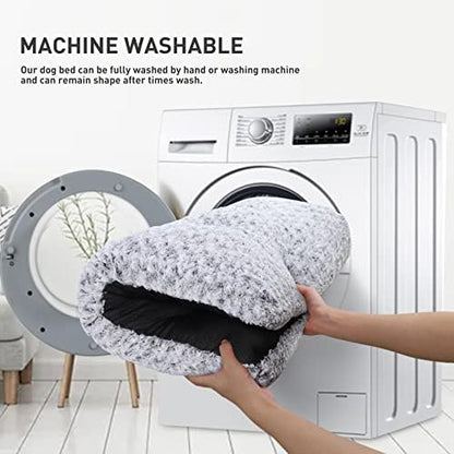 KSIIA Washable Dog Bed Small Dog Crate Bed Deluxe Plush Mat 21"x13" Gray