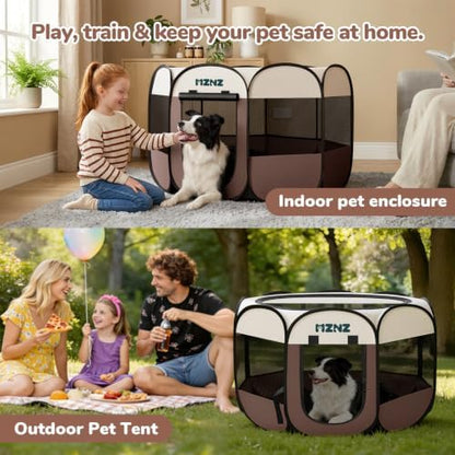 Dog Cat Small Animal Puppy Playpen Crate, Large, Brown