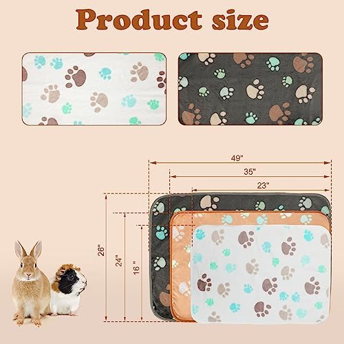 YUEPET 3 Pack Waterproof Guinea Pig Blankets, Fleece Cage Liners, M