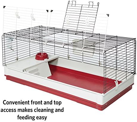 Midwest Homes for Pets Deluxe Rabbit & Guinea Pig Cage, X-Large, White & Red
