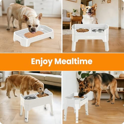 URPOWER Elevated Dog Bowls, 3-in-1 Double Deck Raised Dog Bowl Stand
