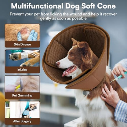 Queenmore Soft Recovery Cone for Small Dogs, Adjustable Comfy Dog Cone