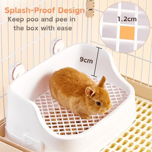 Rabbit Litter Box, Small Animals Litter Tray for Cage Detachable Bedding Litter Pan Potty Toilet Trainer Corner for Pet Rabbits Guinea Pigs Hamsters Chinchillas (Blue)