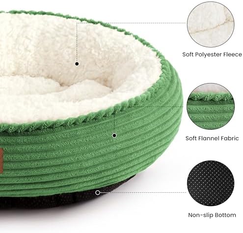 Love's cabin Round Donut Cat and Dog Cushion Bed, 30in Pet Bed for Medium or Large Dogs, Anti-Slip & Water-Resistant Bottom, Soft Durable Fabric Pet Beds, Washable Calming Cat Bed, Light Green