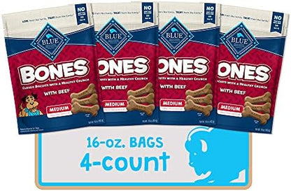 Blue Buffalo Bones Beef Medium Dog Biscuits, 16 oz, 4 ct