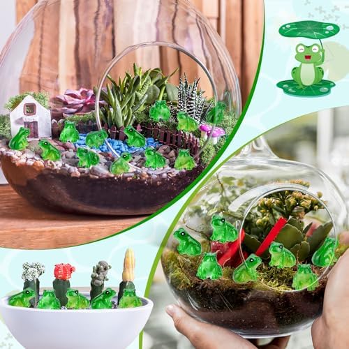 120 PCS Mini Resin Frogs Green Frogs Figurines for Model Fairy Garden