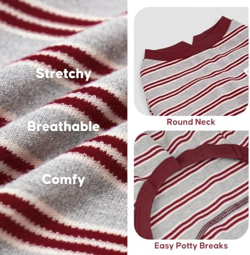 KYEESE Striped Dog Pajamas for Small Dogs Stretchy Onesie for Daily Wear
