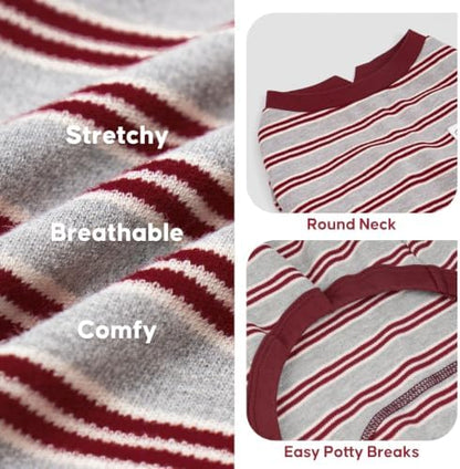 KYEESE Striped Dog Pajamas for Small Dogs Stretchy Onesie for Daily Wear