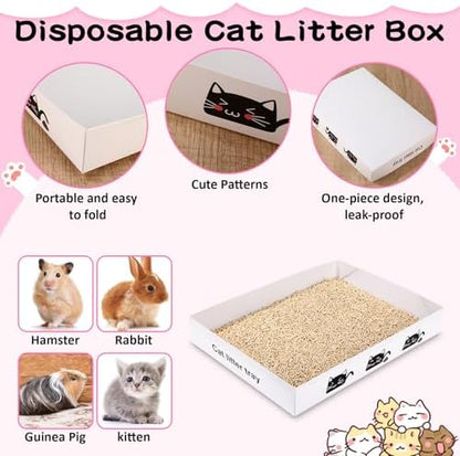 Amyhill 30 Pack Disposable Cat Litter Box Paper Pet Trays,White