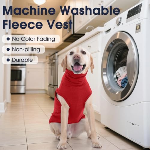 IECOii 4XL Dog Sweater - Stretch Fleece Sweater with Turtleneck,Red