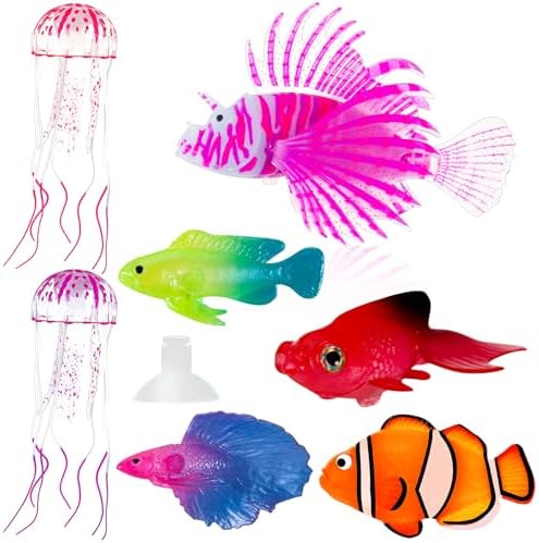 Weewooday 7 Pcs Artificial Fish Glowing Effect,Elegant Color